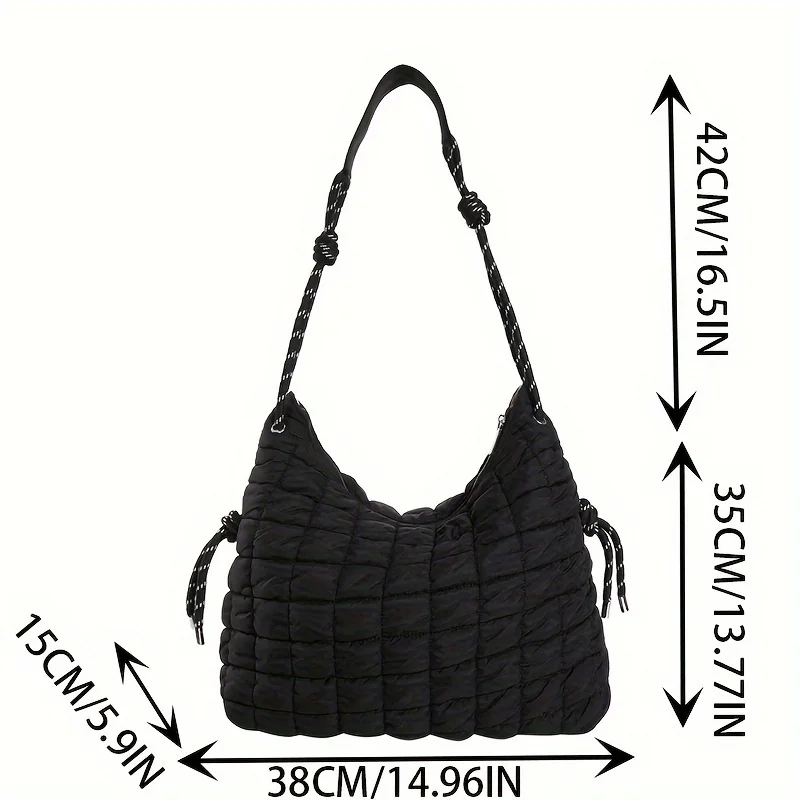 2023 sac à bandoulière matelassé, grand fourre tout avec fermeture éclair. rose vif, kaki, blanc, violet, noir. sac à main pour femme à la mode, achetez maintenant!