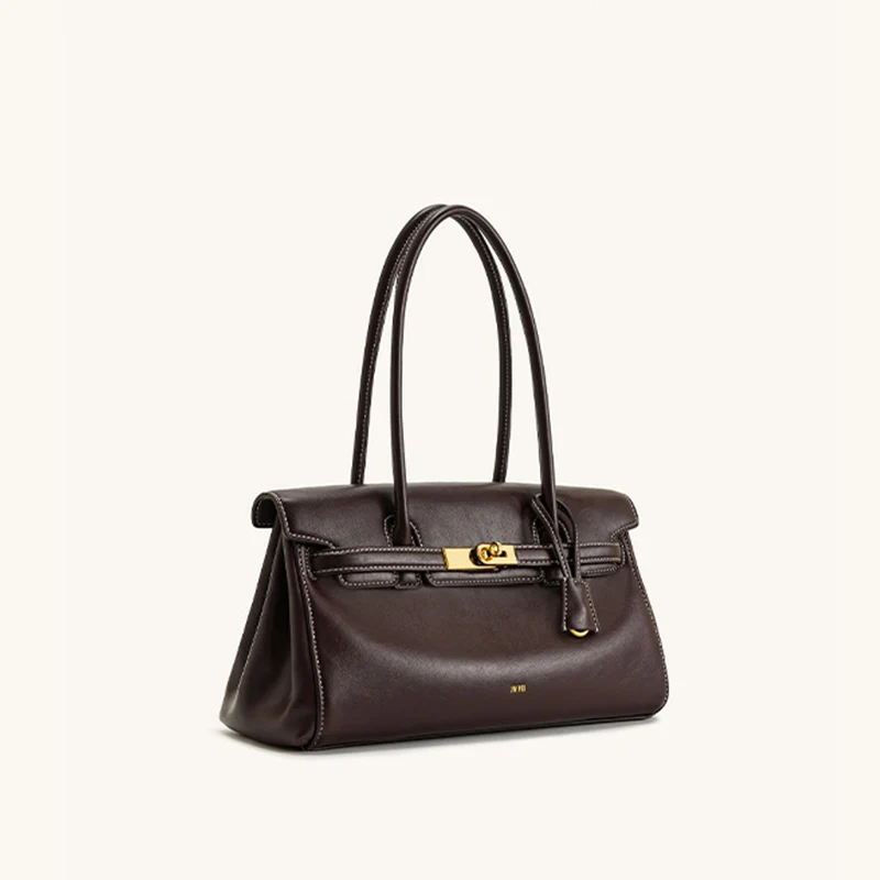 sac baguette à main en cuir véritable pour femme, sac à bandoulière et sous les bras, mallette de niche, automne/hiver 2025