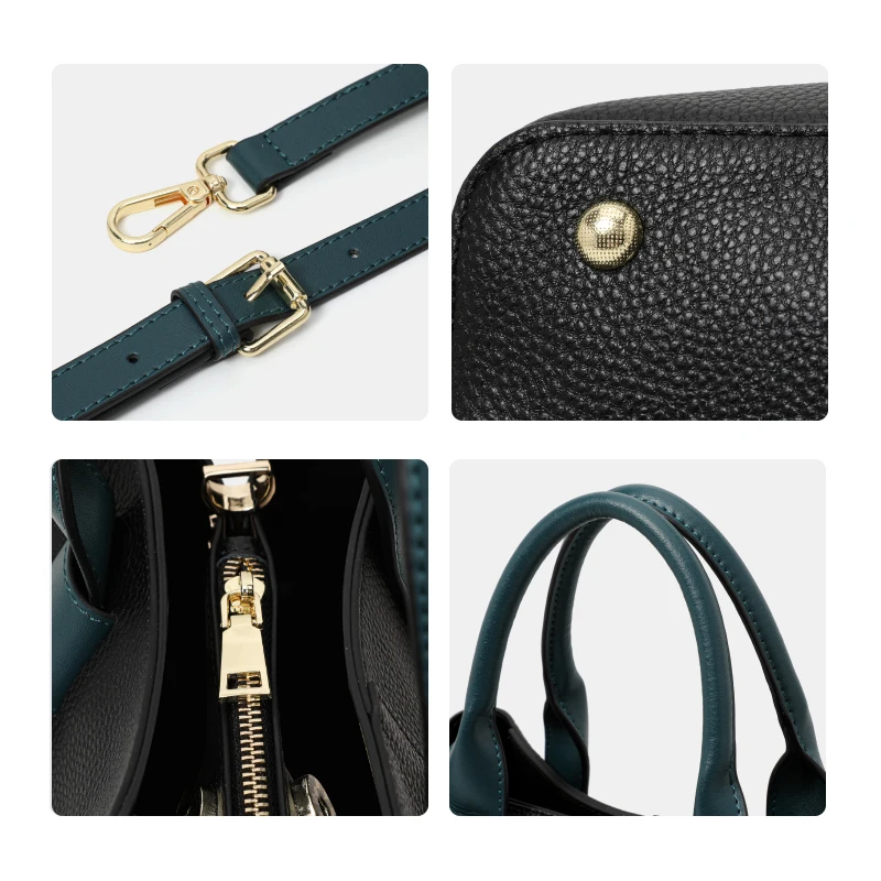 couleur chic sac à main en cuir bloqué avec poignées supérieures