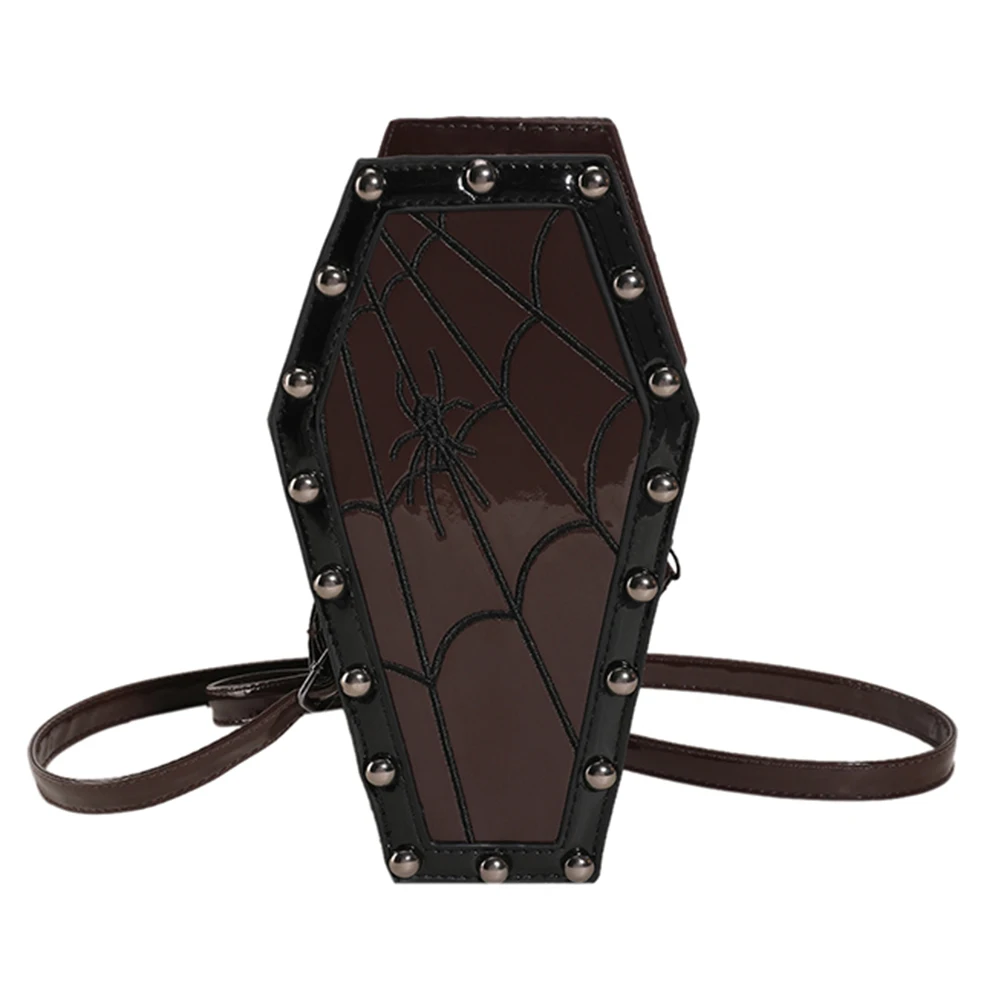 femmes cercueil sacoche sac à main dessin animé gothique sac à bandoulière en cuir pu araignée pochette à bandoulière sac cartable décontracté halloween sac à bonbons