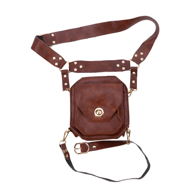sacoche de style rétro en pu pour femme, petit sac carré, moto, côté vent, oral alier médiéval, accessoires de personnalité