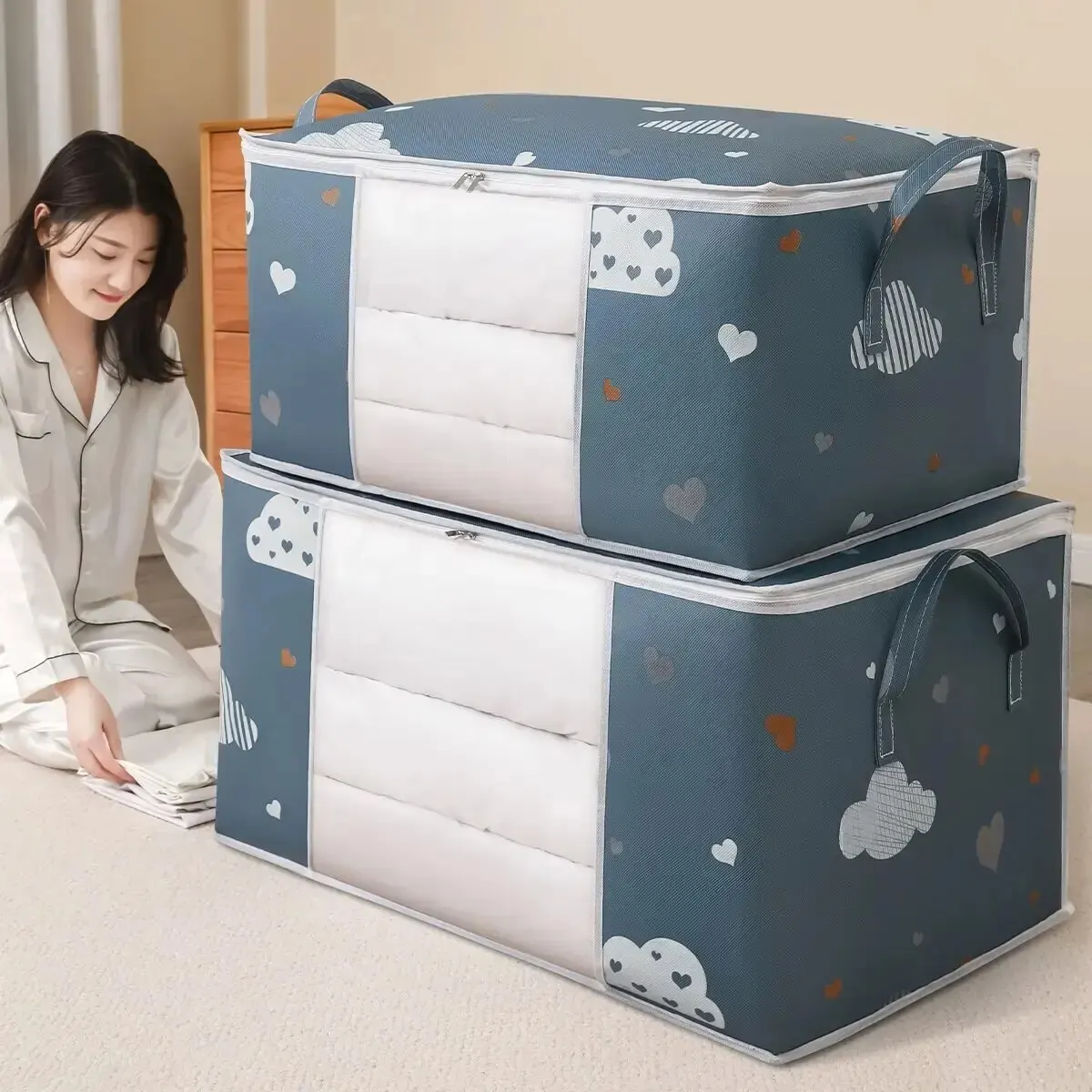 sac de rangement pour vêtements, grand/petit couette, 1 pièce, organisateur anti humidité et anti poussière, sacs de tri pour couverture de couette de grande capacité