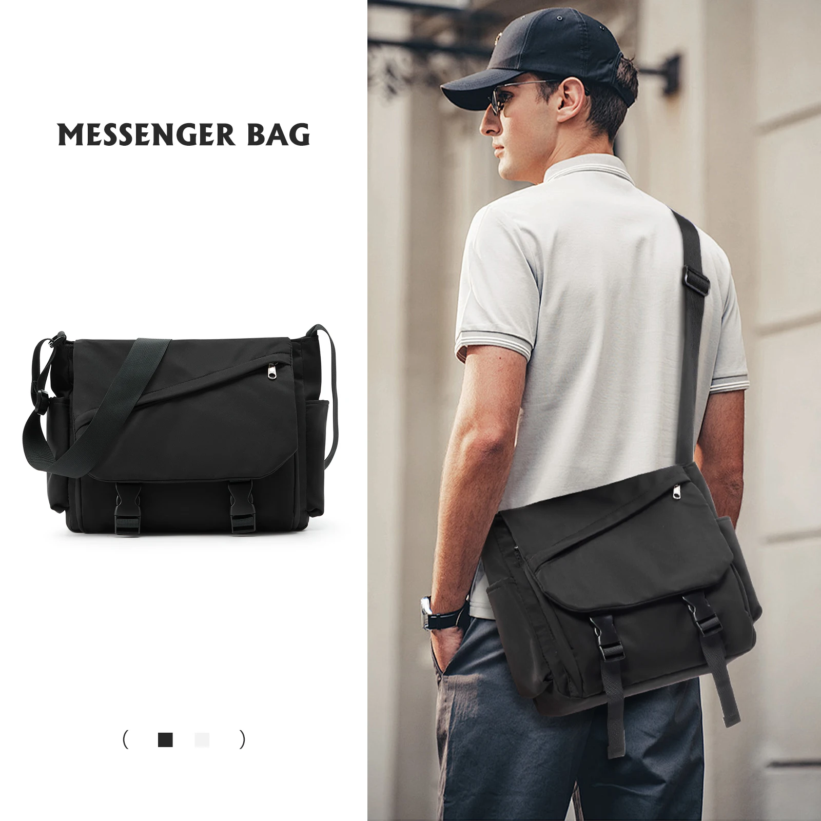 sac carré de mode sacs à bandoulière pour hommes d'affaires sac de messager décontracté rabat masculin sac à bandoulière léger de luxe pour hommes