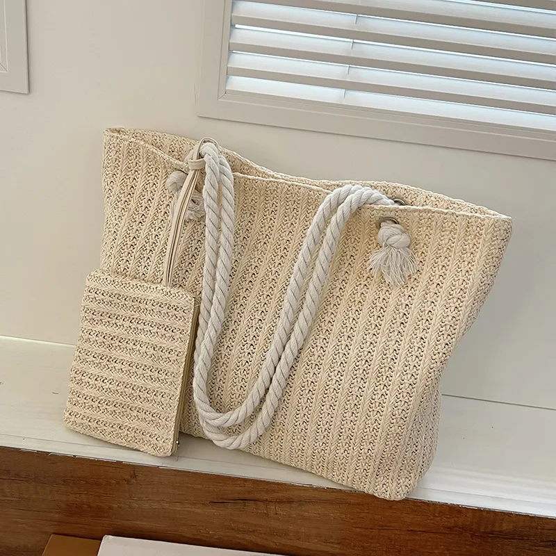 sacs à main de styliste pour femmes, fourre tout en paille de grande capacité, sac de plage d'été décontracté bali, grand sac à main