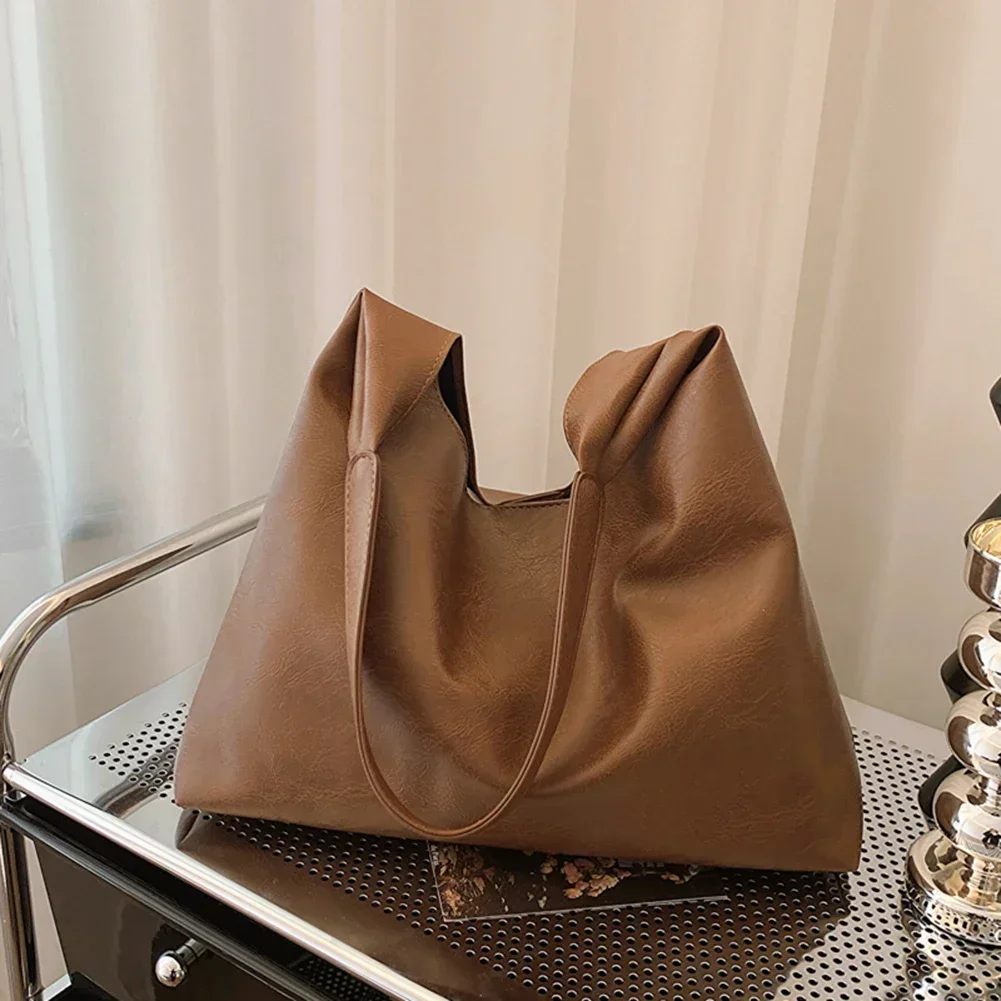 sac à main marron en cuir souple pour femme, sac à main de grande capacité, fourre tout décontracté pour femme, sac à main initié, mode de luxe