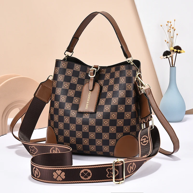 sac seau tout en un en pu pour femme, sac à main à une épaule, sac à bandoulière, boucle à fermeture éclair, grande capacité, nouvelle mode, 2024