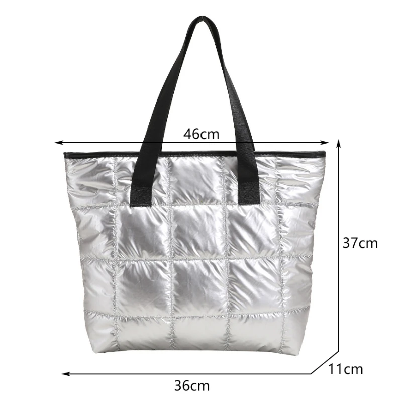 nouvelle mode grand fourre tout rembourré sacs à main automne matelassé femmes sacs à bandoulière de luxe pu vers le bas fil de coton sac à bandoulière sac d'hiver
