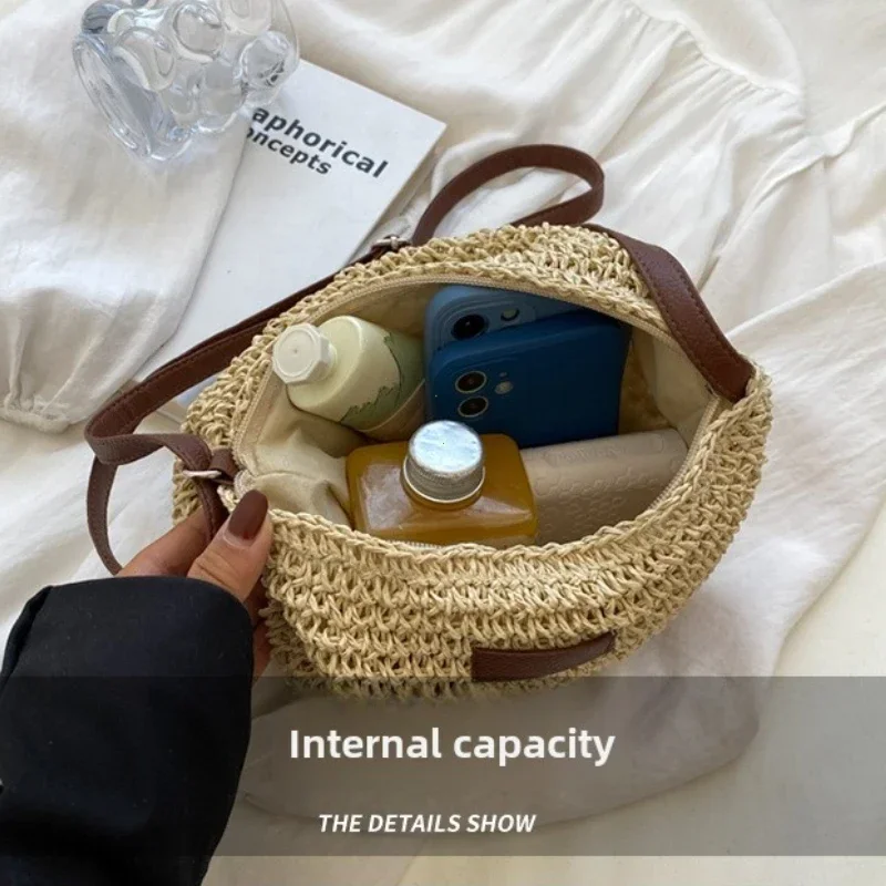designer décontracté été à la main en rotin sac à bandoulière paille tricoté sacs à main et sacs à main dames sac à main sacs à bandoulière pour les femmes