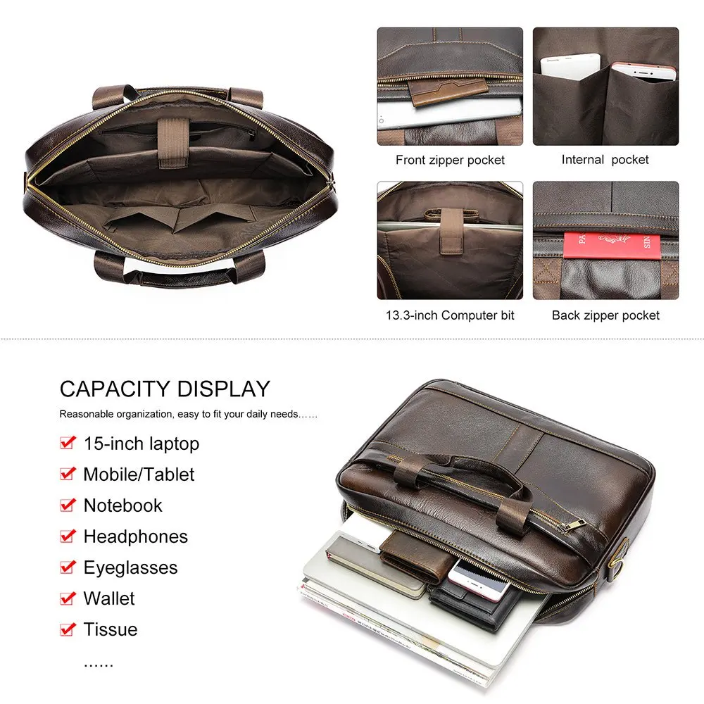 nouveau sac à main pour hommes, sac à main rétro de bureau décontracté d'affaires de grande capacité, sac pour hommes en cuir véritable, sac de bureau, porte documents