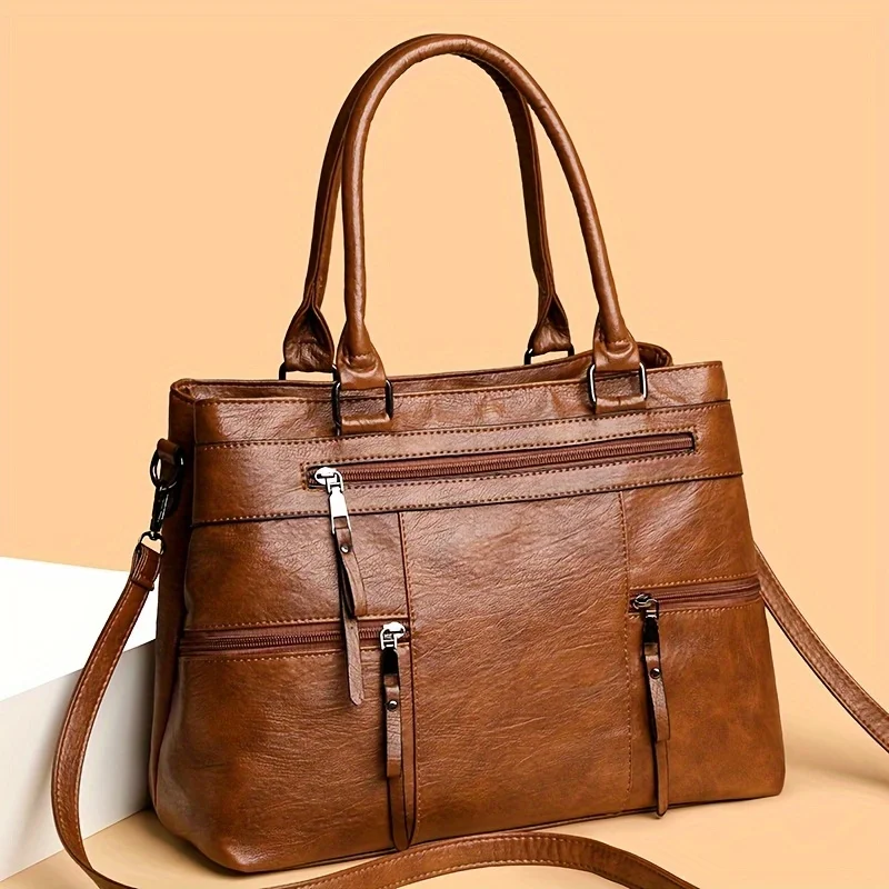 Sac à main élégant pour femmes, sacs à poignée supérieure en cuir de bonne qualité, sac à bandoulière pour dames, fourre-tout décontracté de marque de luxe