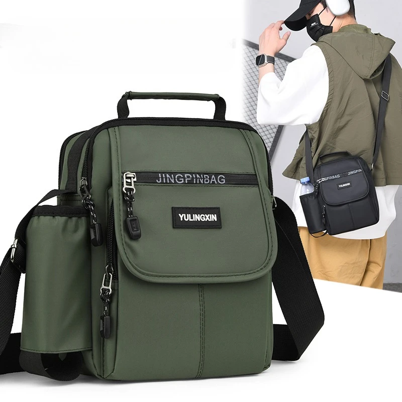 Sac à bandoulière carré sportif pour hommes – Sac à bandoulière durable de style universitaire à côtés souples avec poches multifonctions