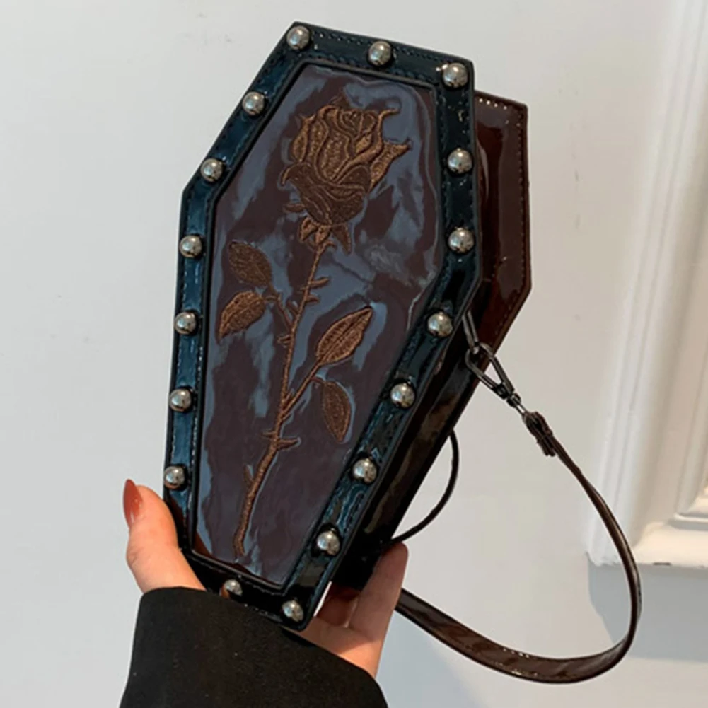 femmes cercueil sacoche sac à main dessin animé gothique sac à bandoulière sangle réglable sac de téléphone portable sac cartable décontracté halloween sac de bonbons