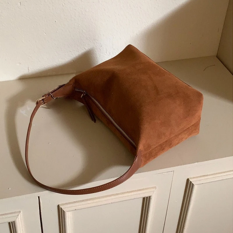 Sac à main Vintage en Faux daim pour femmes, fourre-tout Simple et décontracté, sac de banlieue de grande capacité