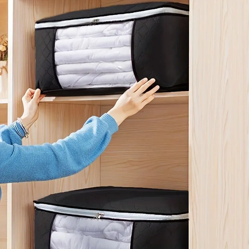 sac de rangement de couette en tissu non tissé 1 pièce, sac de rangement de vêtements de grande capacité étanche et résistant à l'humidité, sac de finition de couette, h