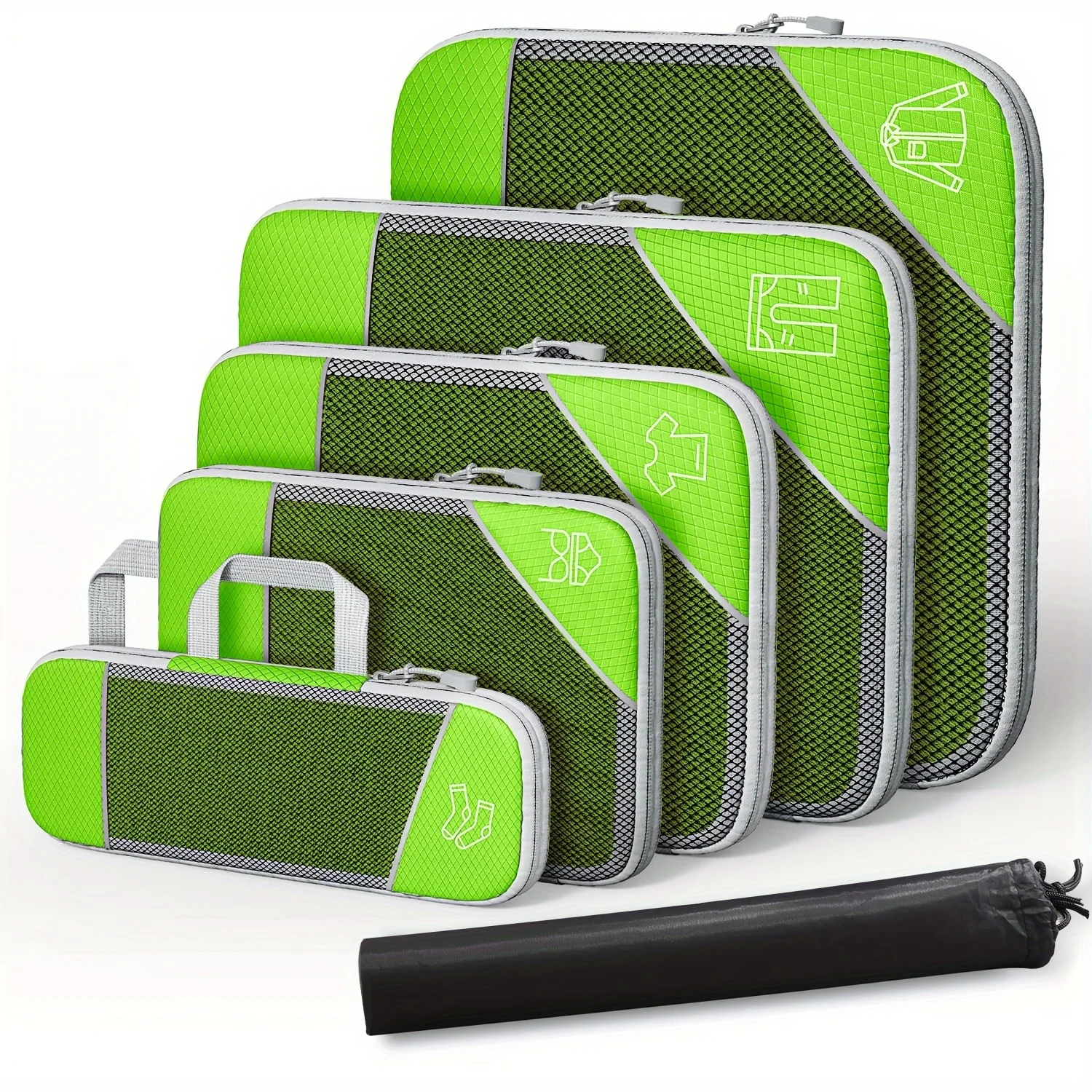 ensemble de cubes d'emballage à compression, accessoires d'organisateur de bagages de voyage en polyester, sacs de rangement extensibles, valises