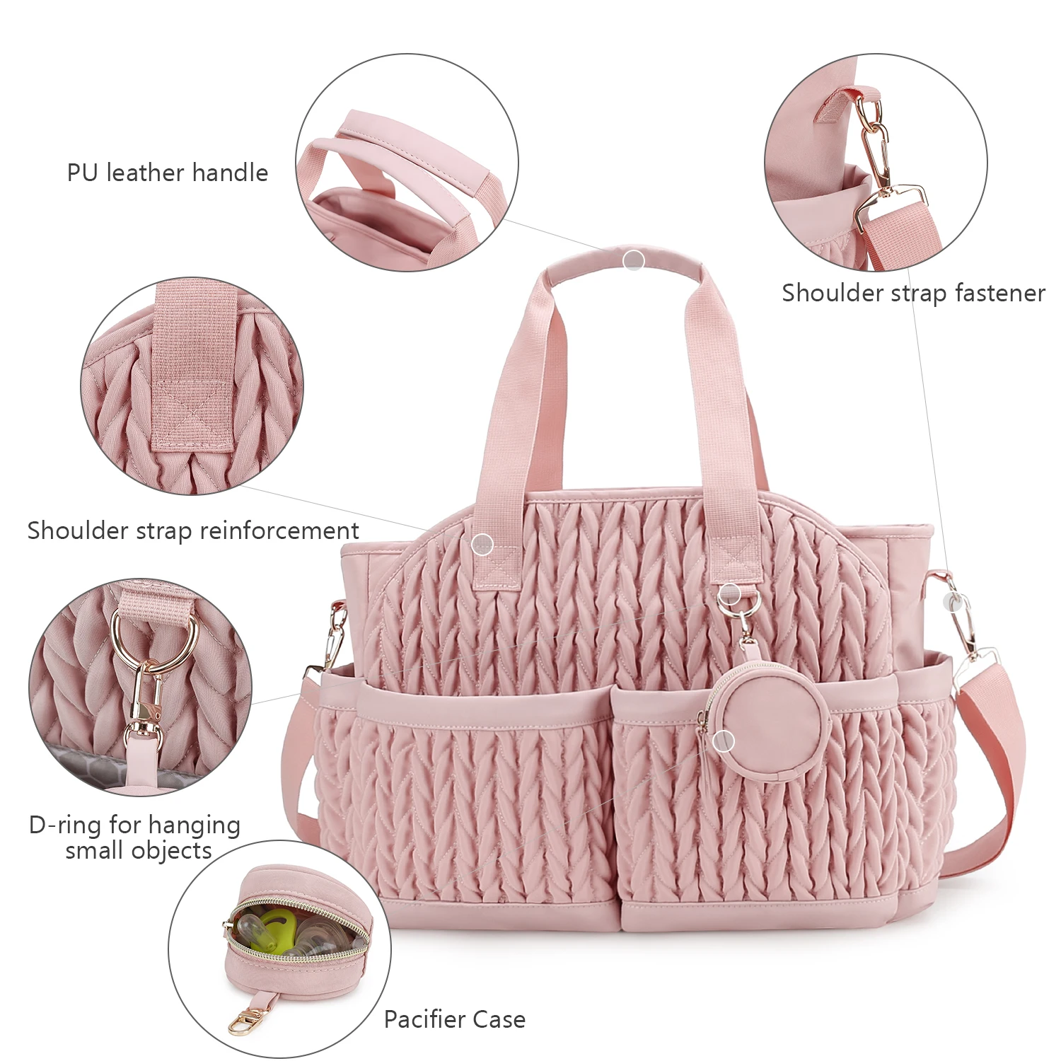 nouveau sac de maman matelassé une épaule sac de rangement à main tissu imperméable isolation pour mère et enfant voyage
