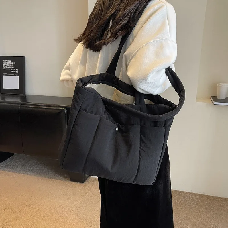 sac fourre tout matelassé en diamant – nouveau sac à bandoulière haut de gamme de grande capacité automne/hiver pour femmes, sac pour ordinateur portable pour classe