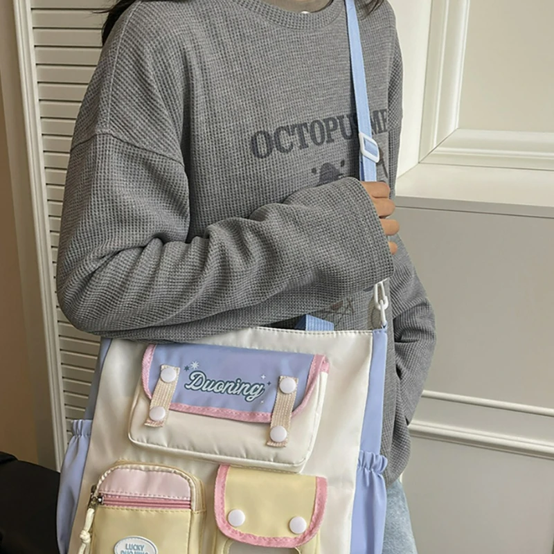 sac à bandoulière élégant pour filles, sac à poignée de transport de grande capacité pour écoliers, texture sacs simples pour voyage