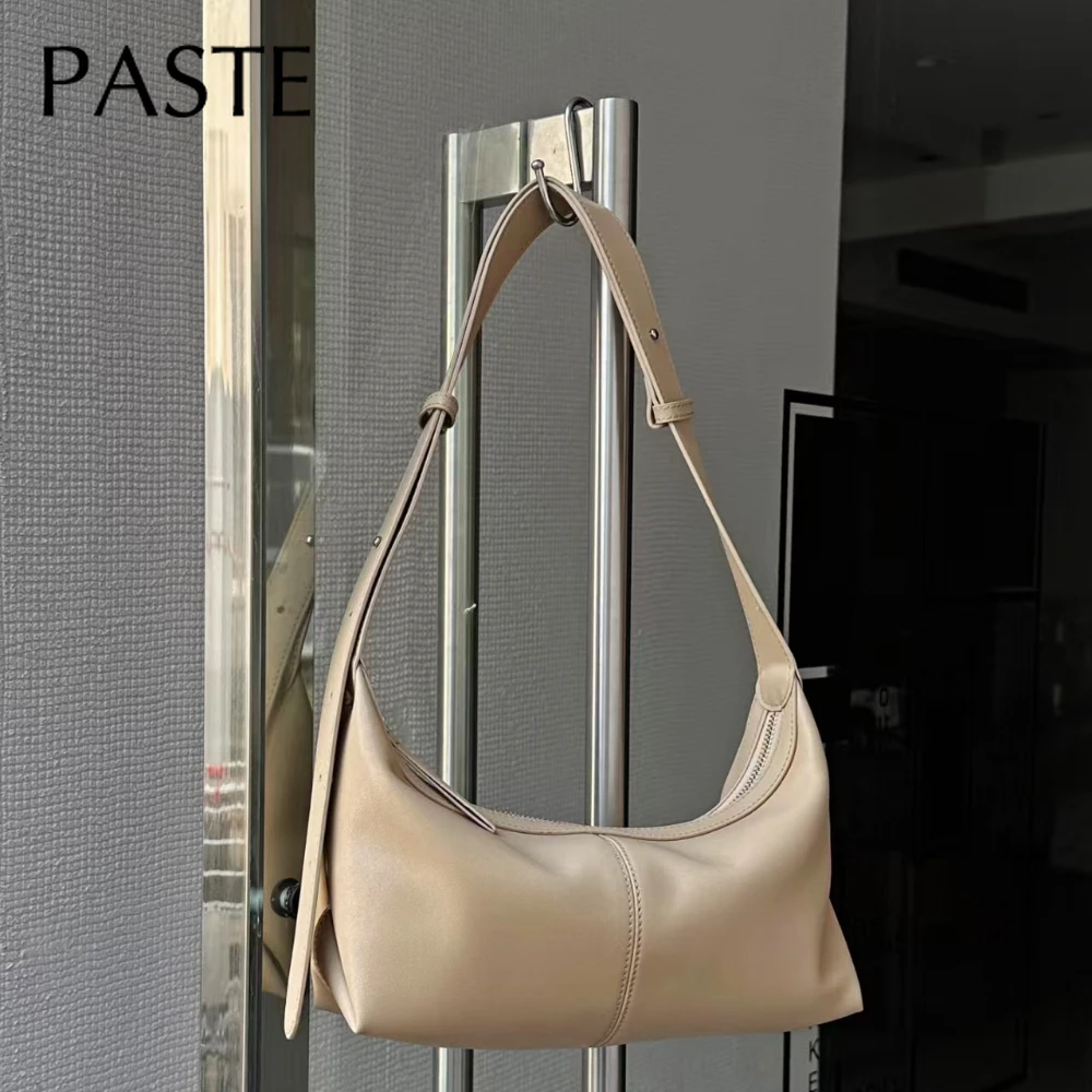 sac à main hobo à rabat lisse rétro pour femme, sac à bandoulière beige, véritable cuir de vache, document kakhi, loisirs initiés, haute qualité
