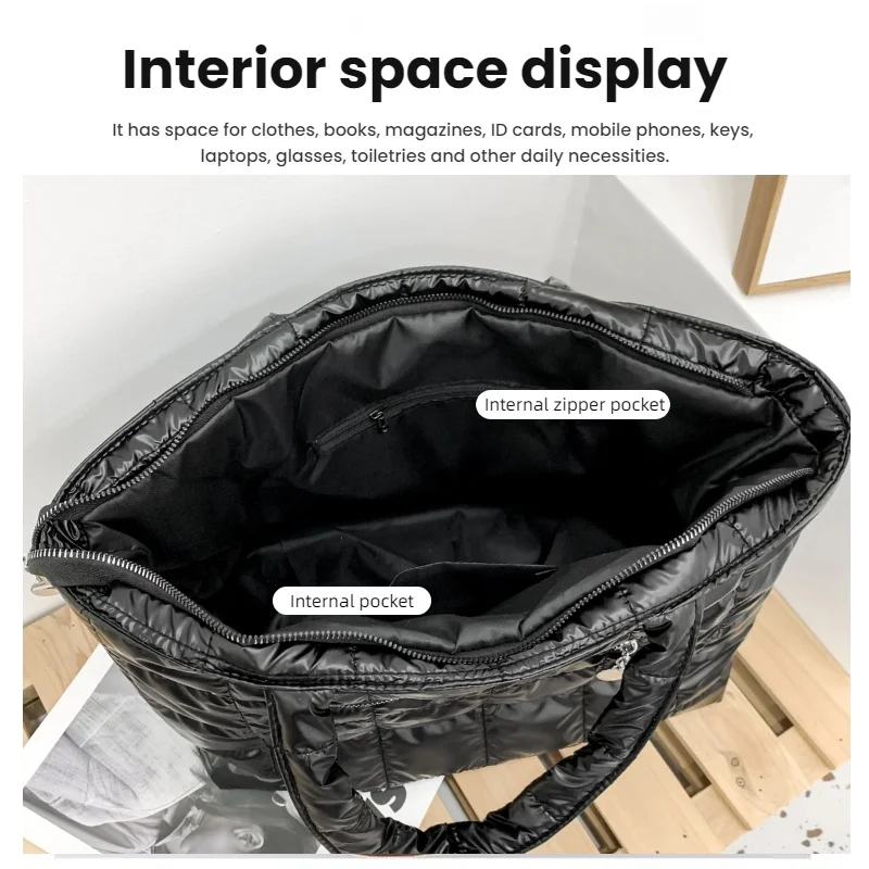 sac fourre tout à la mode pour femmes, grande capacité, sac à main matelassé à carreaux, parfait pour les sorties quotidiennes, les voyages, les déplacements au travail, etc.