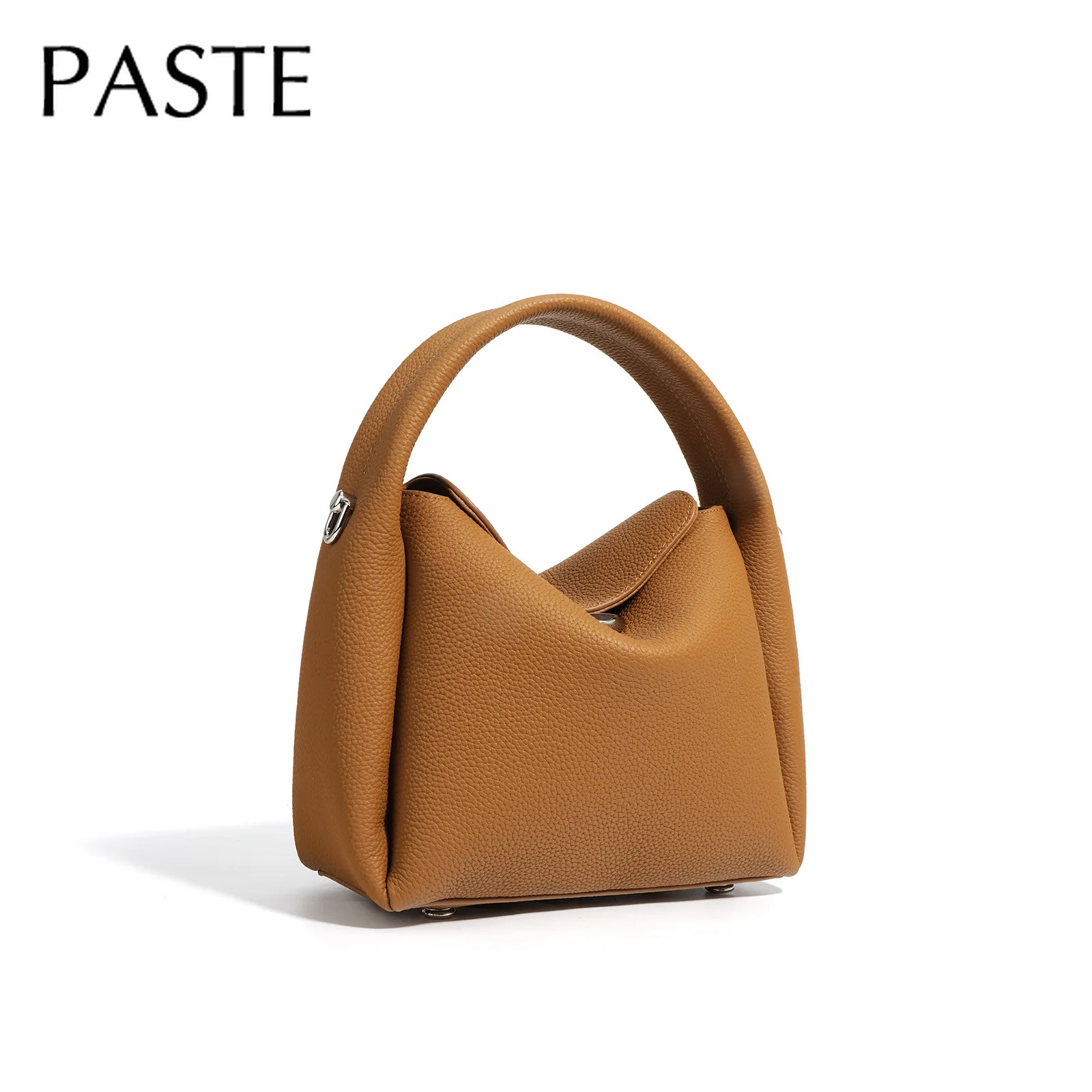 Petit Sac à Main en Cuir de Vache pour Femme, Fourre-Tout en Forme de Boîte à Déjeuner, Hobo XVI, Caramel, Loisirs, Nouvelle Collection Automne