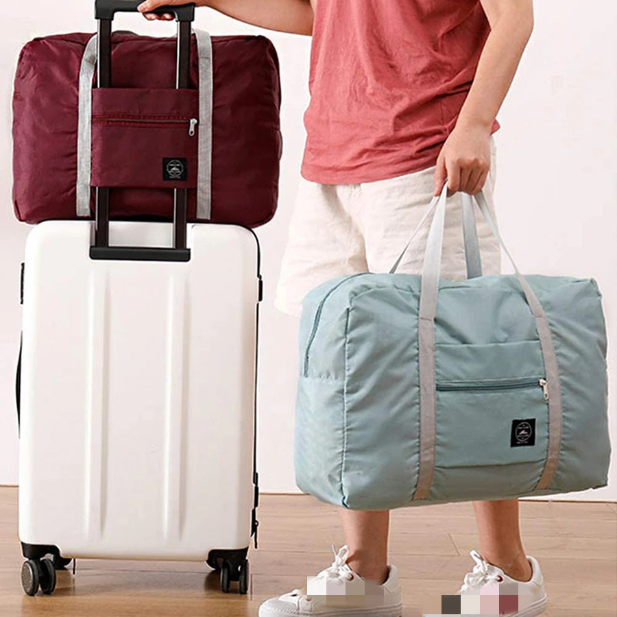 sacs de voyage pliables, sac de rangement de grande capacité, sac à main léger multifonctionnel pour avion, fourre-tout de week-end en nylon