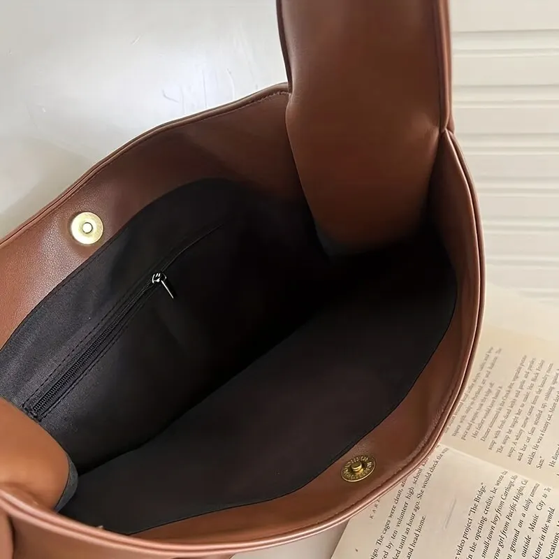 femmes hobo sac simple pu en cuir solide sac À bandoulière 2023 mode grande capacité sac À main pour le travail scolaire