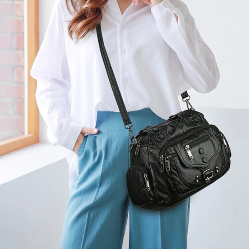 nouveau sac rétro européen et américain pour femmes, sac à main tout en un à une épaule diagonale, sac simple lavable pour mère