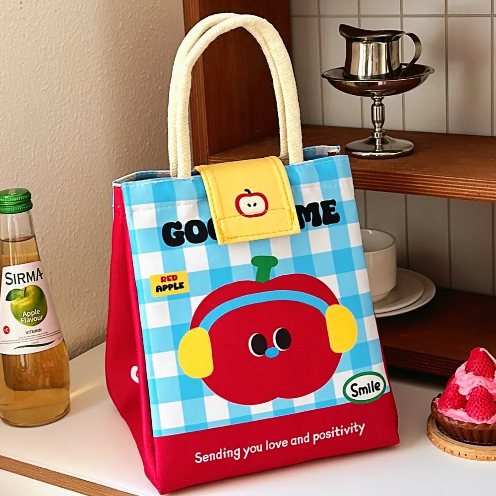 sac à bento mignon pour employés de bureau, fourre tout de grande capacité, sac de conservation isolé de dessin animé, sac de boîte à déjeuner pour étudiants