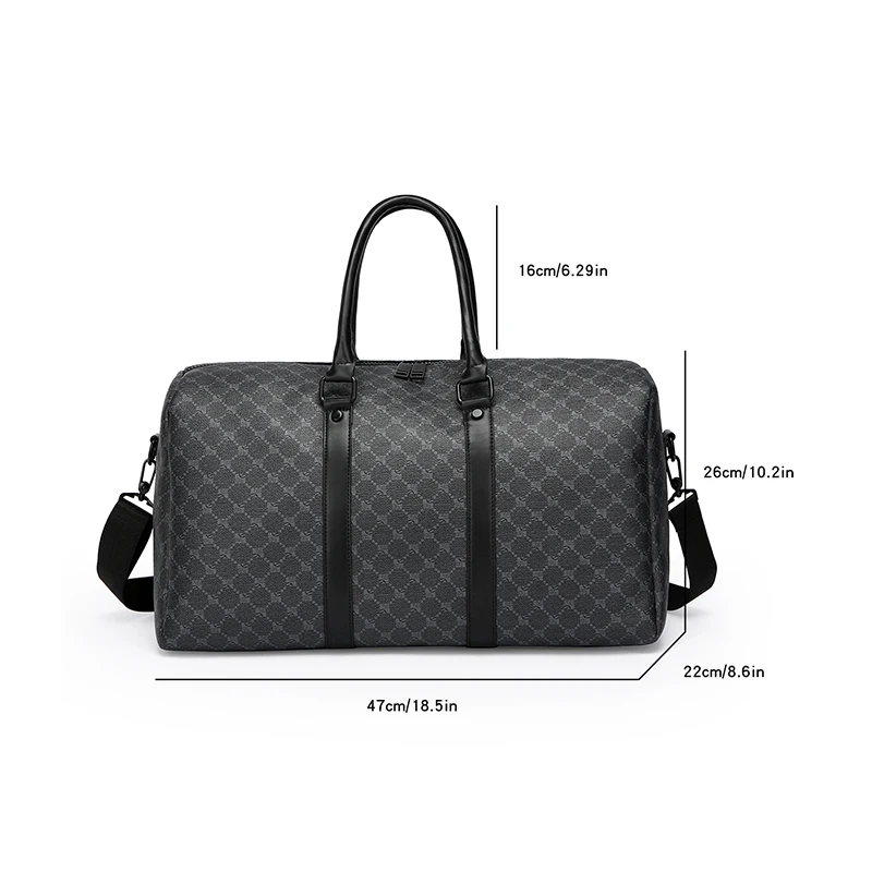 sac de voyage noir pour hommes, sac de voyage d'affaires de grande capacité, sac à main classique imprimé complet, sacs à bandoulière pour hommes