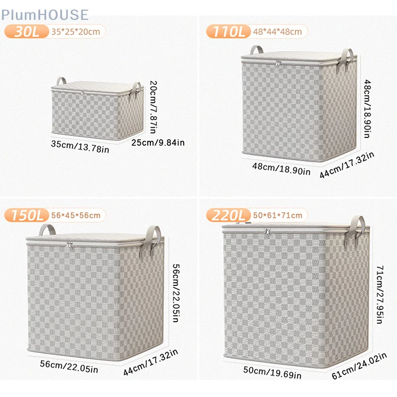 sac de rangement de couette non tissé avec fermeture éclair veds, vêtements pliables, bacs de couette, conteneur, grande capacité, sac anti poussière, organiser