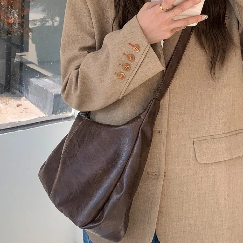 sac à bandoulière carré boston décontracté hobo, sac à bandoulière en cuir de grande capacité y2k avec fermeture éclair pour femmes et filles