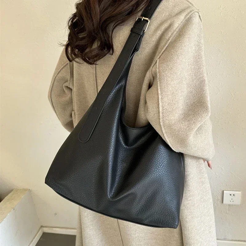 Sac fourre-tout en cuir pour femmes, tendance, Simple, grande capacité, sac à bandoulière, sacs à main, sacoches, 2024