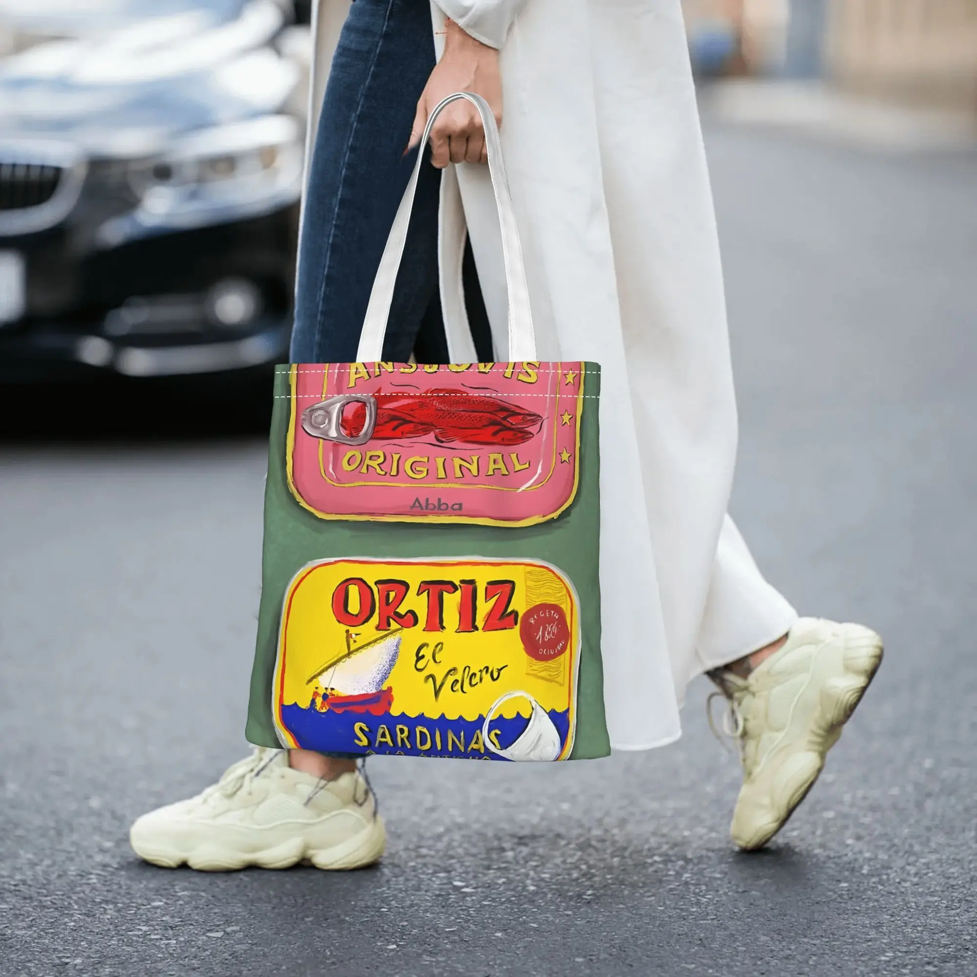 sac fourre tout chic au design sardine – durable, bandoulière fixe, sac à main de shopping sans fermeture avec poche pour accessoires