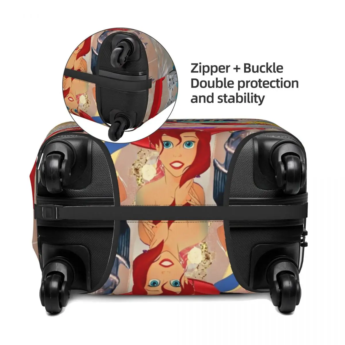juste de valise de dessin animé petite sirène ariel, accessoires de bagages amusants de vol, protecteur d'affaires