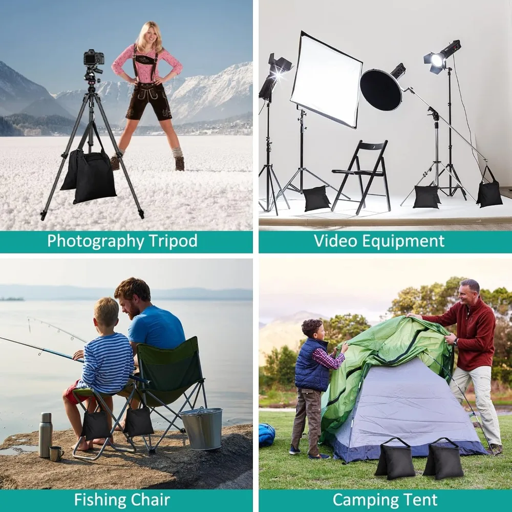 sac de sable d'équilibre portant pour photographie vidéo, sacoche robuste pour support d'arrière plan, trépied, auvent, tente, base de parapluie