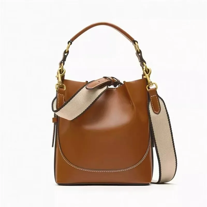 mode nouveau sac pour femmes marron style coréen cordon portable bandoulière large cordon seau sac