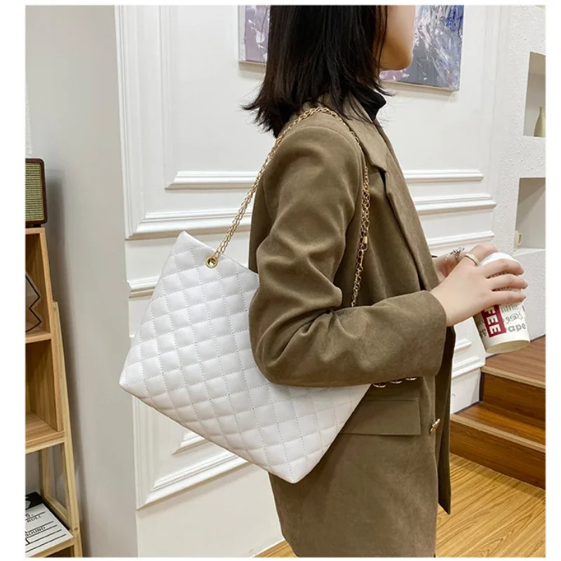 sacs fourre tout pour femmes en cuir pu diamant treillis sac à main personnalité grande capacité sous les bras sac à bandoulière sac de créateur