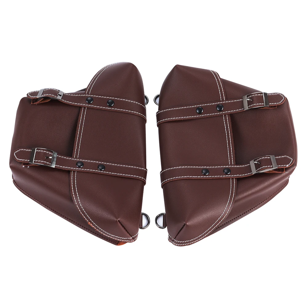 1 paire de sac de selle latérale de moto en cuir pu classique outil de moto sacoche pour universelle café racer honda cb personnalisé japstyle