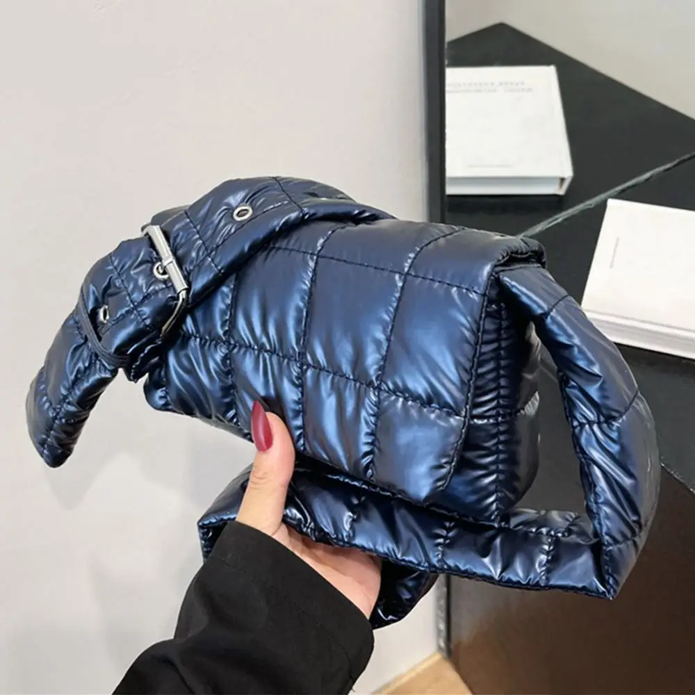 Mode femmes matelassé sac fourre-tout léger hiver chaud vers le bas coton rembourré Plaid sac à bandoulière filles sous les bras sacs gonflés sacs à main