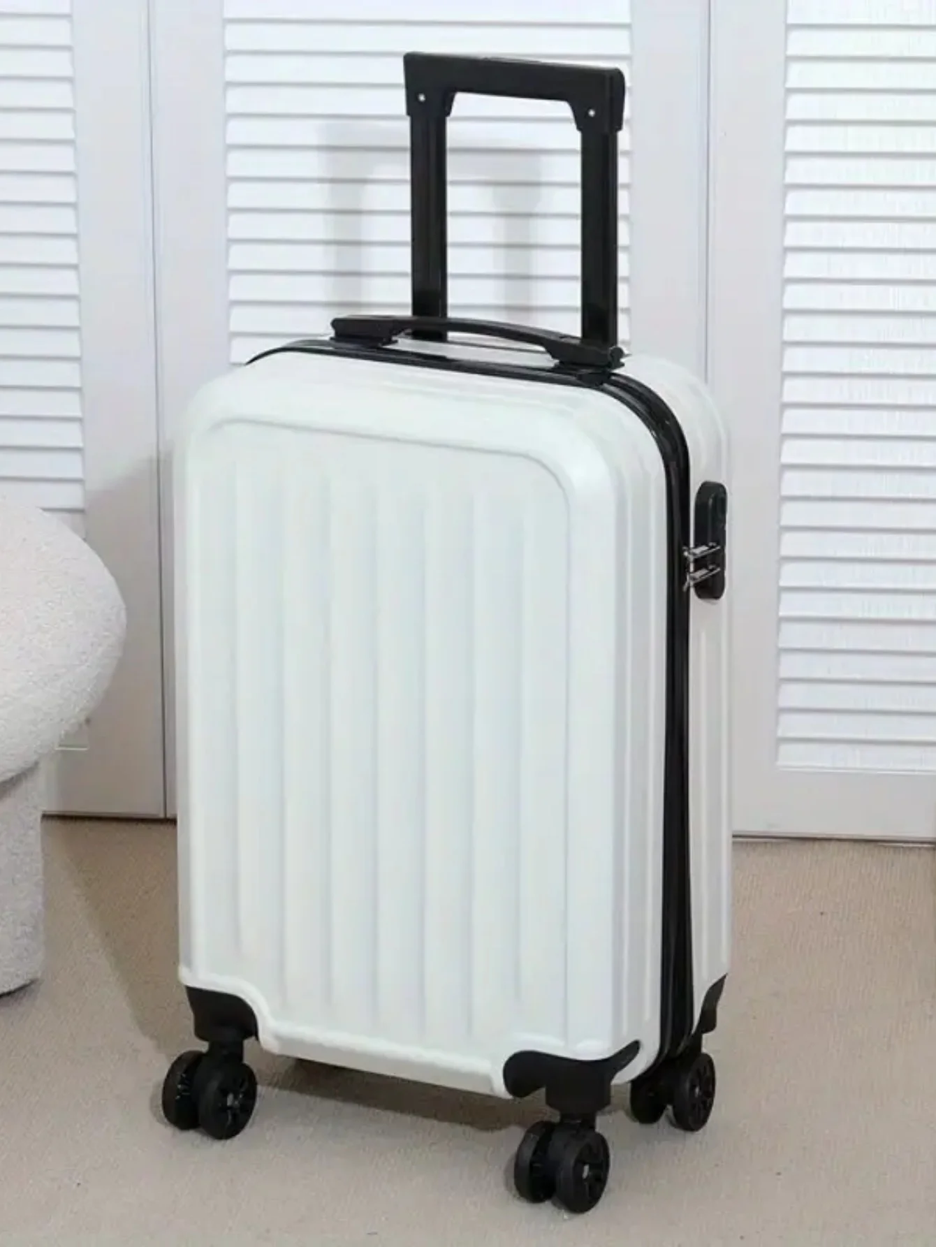 valise à coque rigide de 20 pouces, grande capacité, boîtier de chariot de voyage pour étudiants, fermeture éclair avec verrouillage par mot de passe, matériau abs + pc durable, poignée en fer et aluminium, roue rotative