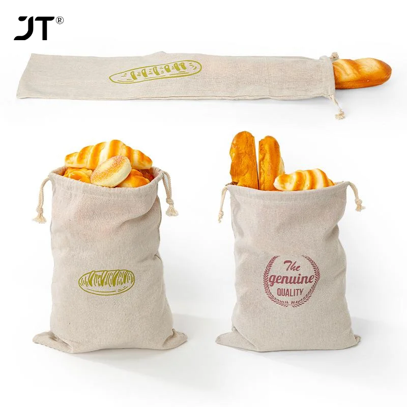 sac à pain en lin réutilisable, baguette en coton, sac de rangement à cordon de serrage, pain fait maison, frais, écologique, maintien pour baguette