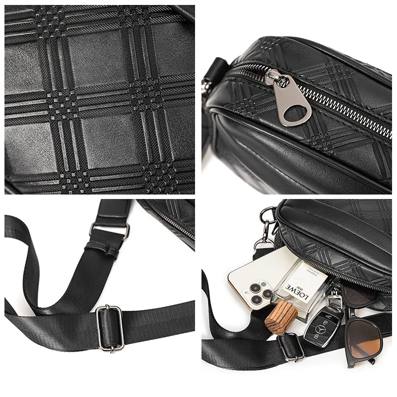 sac à bandoulière carré en cuir pu pour homme, sacoche noire d'affaires, nouvelle collection