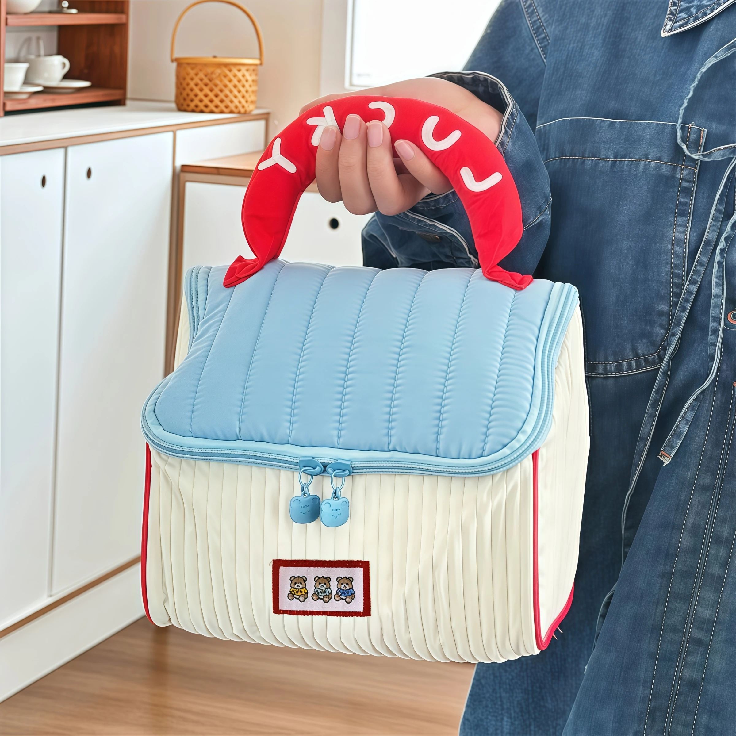 sac à main de cabane à motif de dessin animé pour filles, organisateur de cosmétiques de grande capacité, trousse de toilette de voyage portable