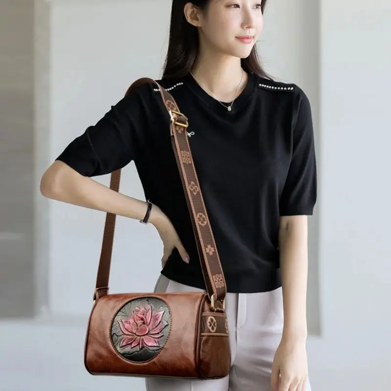 sac à main décontracté en cuir souple pour femmes, sacs à bandoulière, nouvelle mode imprimée, fourre tout pour dames, 2024