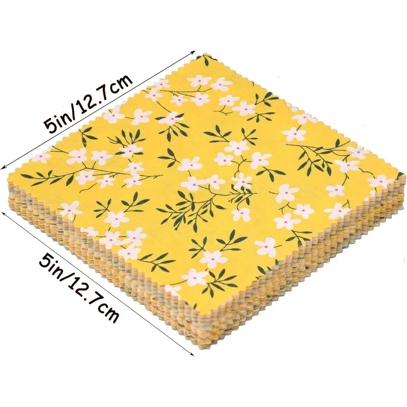 40 pièces sac à breloques matelassé, carrés en tissu pur coton 12.7x12.7 cm patchwork floral matelassé prédécoupé pour la couture artisanat bricolage