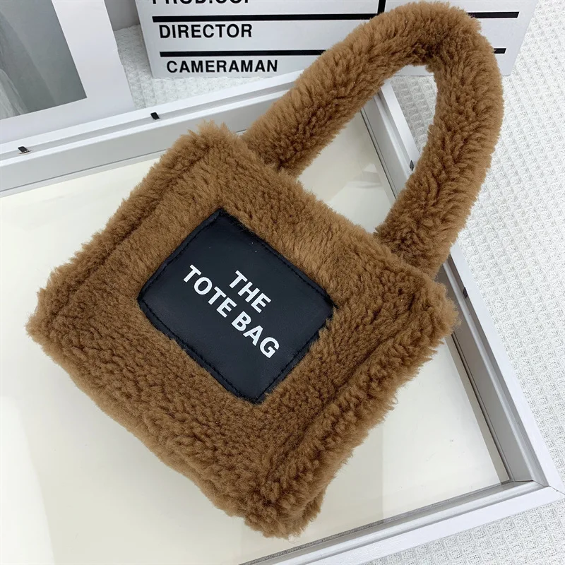 sac fourre tout en laine d'agneau pour femme, sac à main de luxe, sacs à bandoulière initiés, fourre tout à la mode, hiver