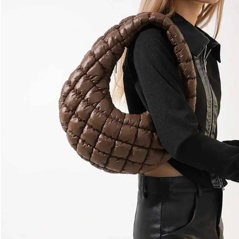 sac à main matelassé en fil brodé pour femmes, mini sacs à main plissés en nuage, pochette légère rembourrée, petits sacs à bandoulière en coton