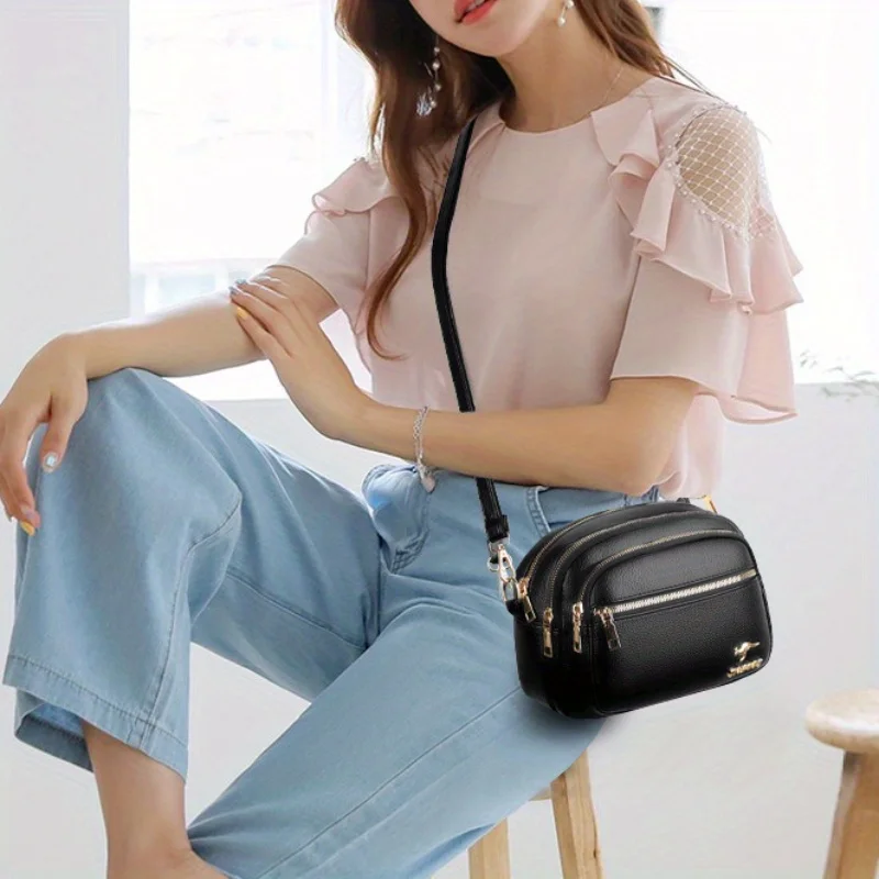 sac à la mode multicouche pour femmes, sac à bandoulière polyvalent, grande capacité pour les déplacements quotidiens du travail.