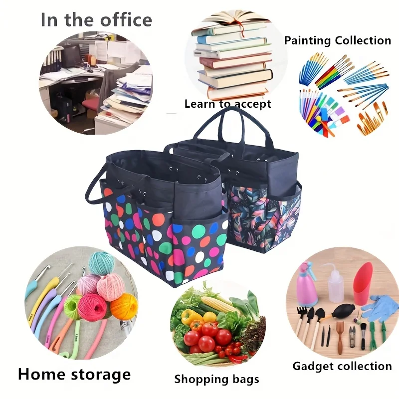 sac fourre tout imprimé élégant organisateur domestique polyvalent portable avec plusieurs poches, adapté aux pique niques en plein air